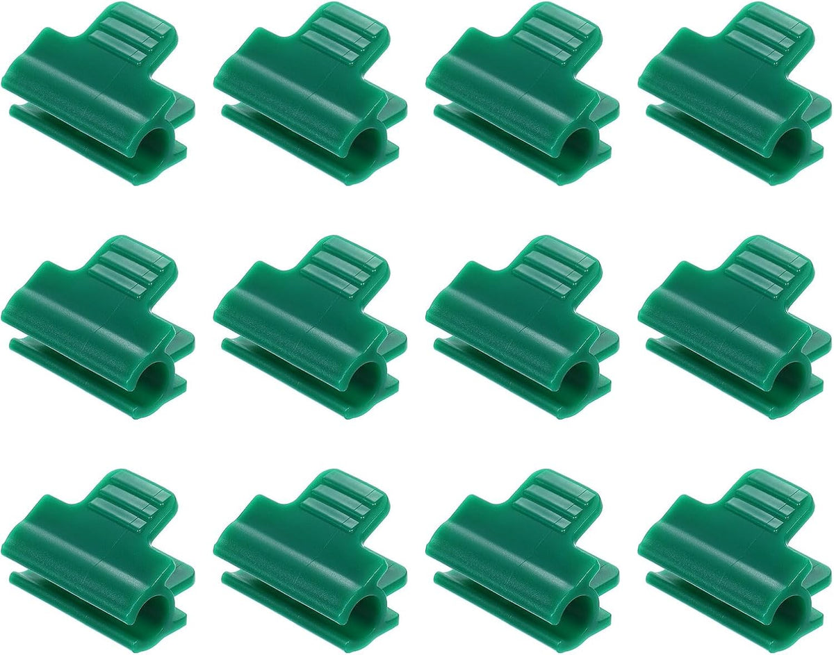 Greenhouse Clamps for 1inch PVC Pipe, 12pcs Greenhouse Film Clamps Shading Net Rod Clip Garden Hoops for Row Cover, Greenhouse Plastic Sheeting(Dark Green)