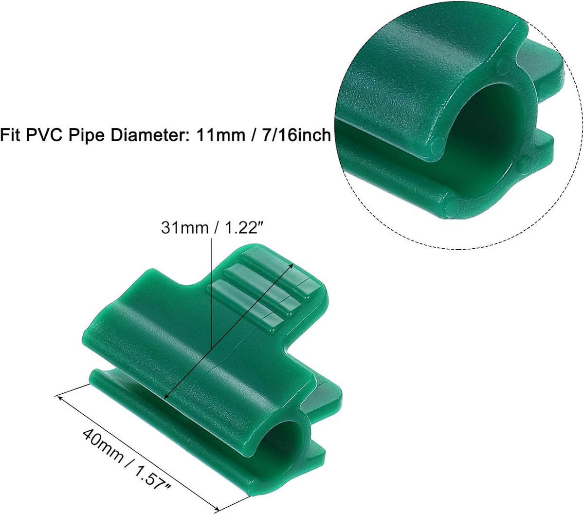 Greenhouse Clamps for 1inch PVC Pipe, 12pcs Greenhouse Film Clamps Shading Net Rod Clip Garden Hoops for Row Cover, Greenhouse Plastic Sheeting(Dark Green)