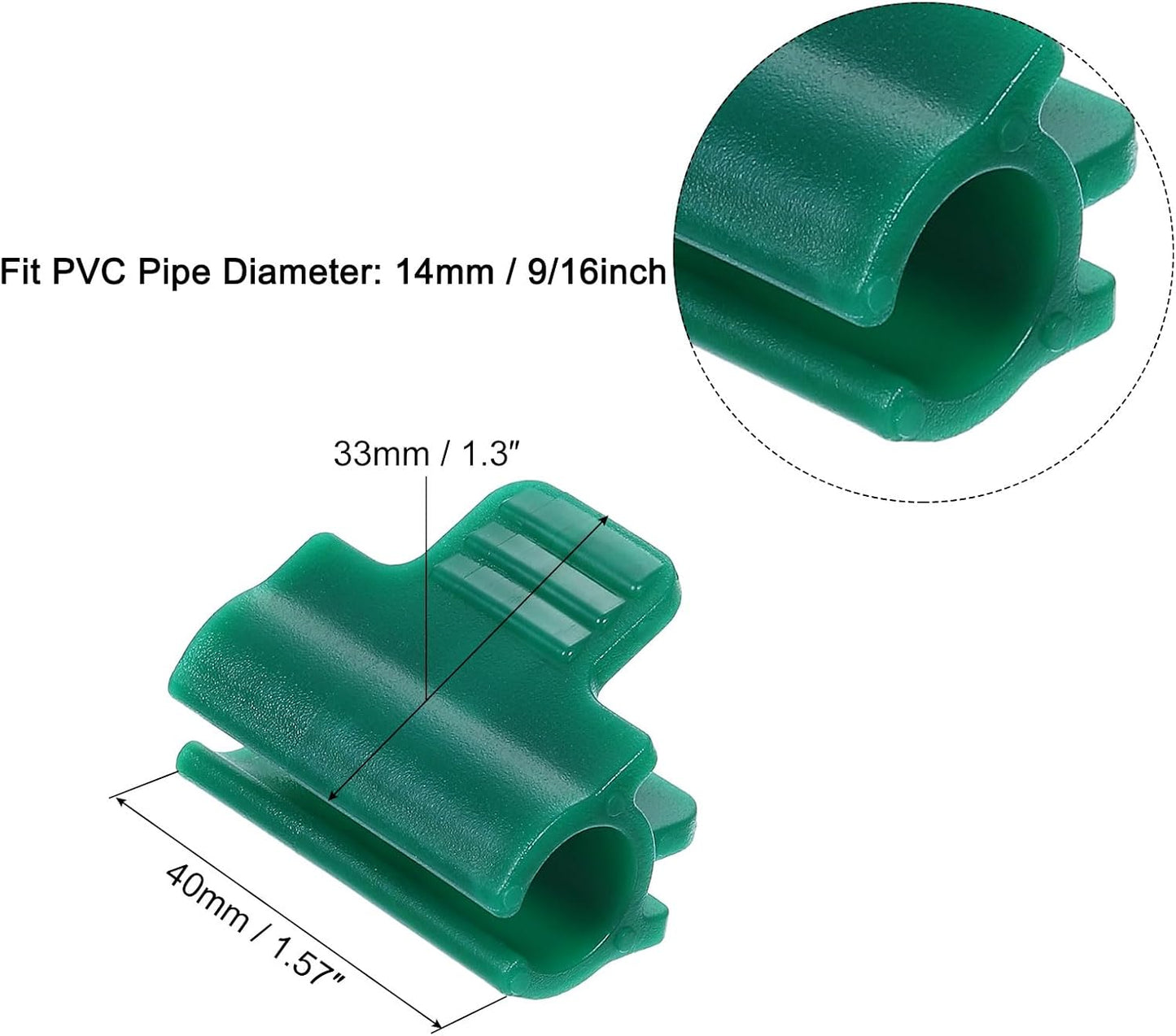 Greenhouse Clamps for 1inch PVC Pipe, 12pcs Greenhouse Film Clamps Shading Net Rod Clip Garden Hoops for Row Cover, Greenhouse Plastic Sheeting(Dark Green)