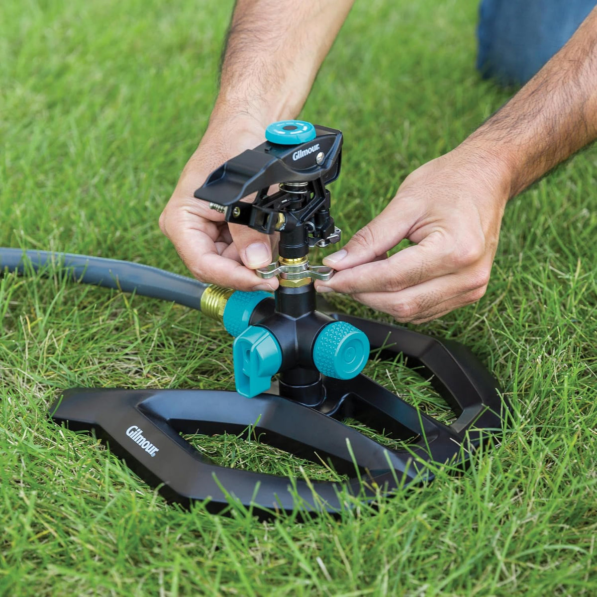 Heavy Duty Circular Water Sprinkler, Rotating Sprinkler Head with Adjustable Spray Pattern, Lawn Sprinkler for Large Area Coverage
