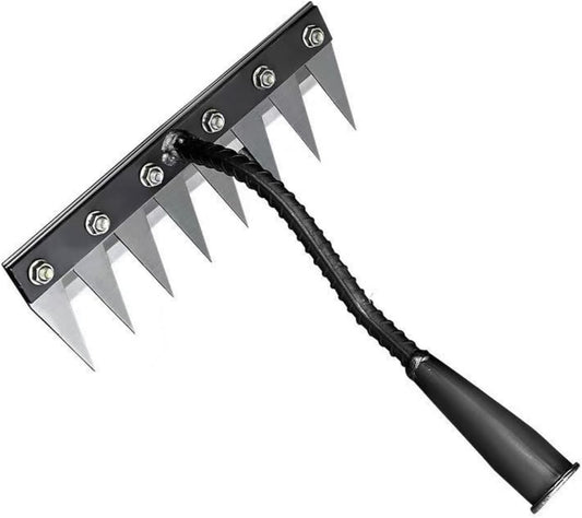 Gardening Hand Weeder Tool,Iron Weed Rake with Detachable Blades (8 Tines)