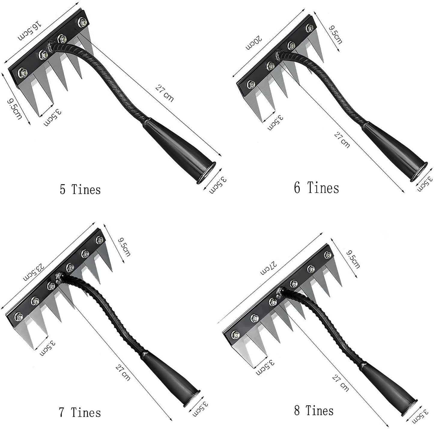 Gardening Hand Weeder Tool,Iron Weed Rake with Detachable Blades (8 Tines)