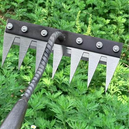 Gardening Hand Weeder Tool,Iron Weed Rake with Detachable Blades (8 Tines)