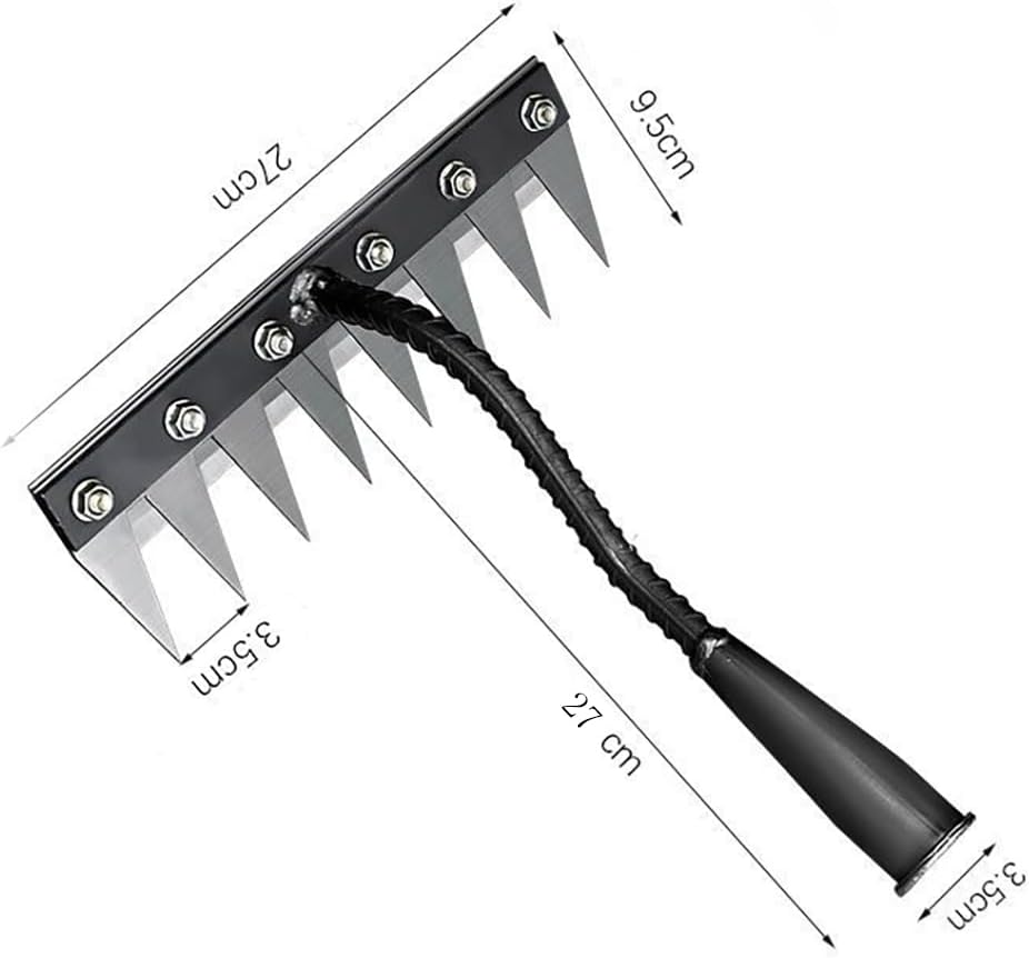 Gardening Hand Weeder Tool,Iron Weed Rake with Detachable Blades (8 Tines)