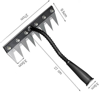 Gardening Hand Weeder Tool,Iron Weed Rake with Detachable Blades (8 Tines)