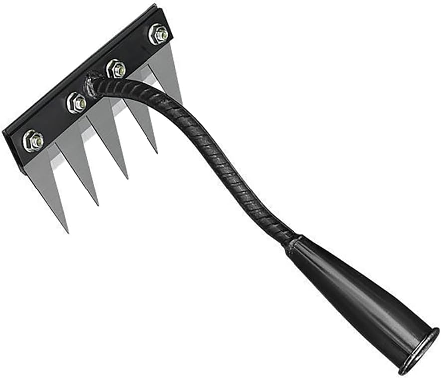 Gardening Hand Weeder Tool,Iron Weed Rake with Detachable Blades (8 Tines)