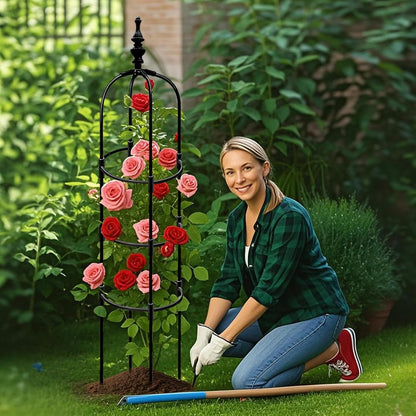 Trellis for Climbing Plants Outdoor 1Pcs Garden Obelisk 6Ft,Metal Pipe Tomato Cage Cucumber Rose Flower Vegetable Grape Round Vine Tall Plants Trellis,Plants Support Stakes Potted Garden Tower Indoor