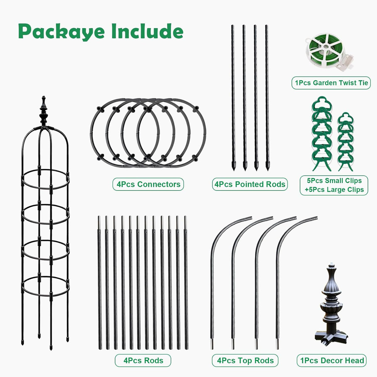 Trellis for Climbing Plants Outdoor 1Pcs Garden Obelisk 6Ft,Metal Pipe Tomato Cage Cucumber Rose Flower Vegetable Grape Round Vine Tall Plants Trellis,Plants Support Stakes Potted Garden Tower Indoor