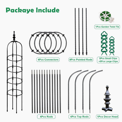 Trellis for Climbing Plants Outdoor 1Pcs Garden Obelisk 6Ft,Metal Pipe Tomato Cage Cucumber Rose Flower Vegetable Grape Round Vine Tall Plants Trellis,Plants Support Stakes Potted Garden Tower Indoor