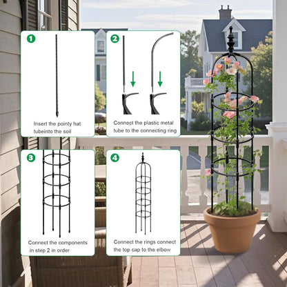 Trellis for Climbing Plants Outdoor 1Pcs Garden Obelisk 6Ft,Metal Pipe Tomato Cage Cucumber Rose Flower Vegetable Grape Round Vine Tall Plants Trellis,Plants Support Stakes Potted Garden Tower Indoor