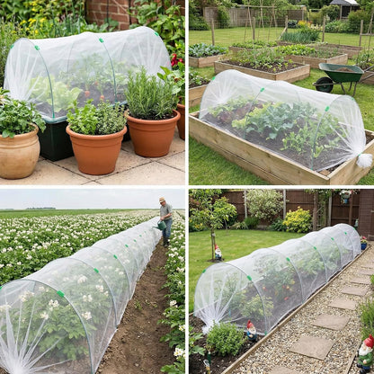 Garden Mesh Netting Kit with Hoops, 36Pcs Greenhouse Hoops Grow Tunnel Garden Covers for Raised Bed Fiberglass Frame Plant Protection Row Cover for Vegetable Fruit Flowers