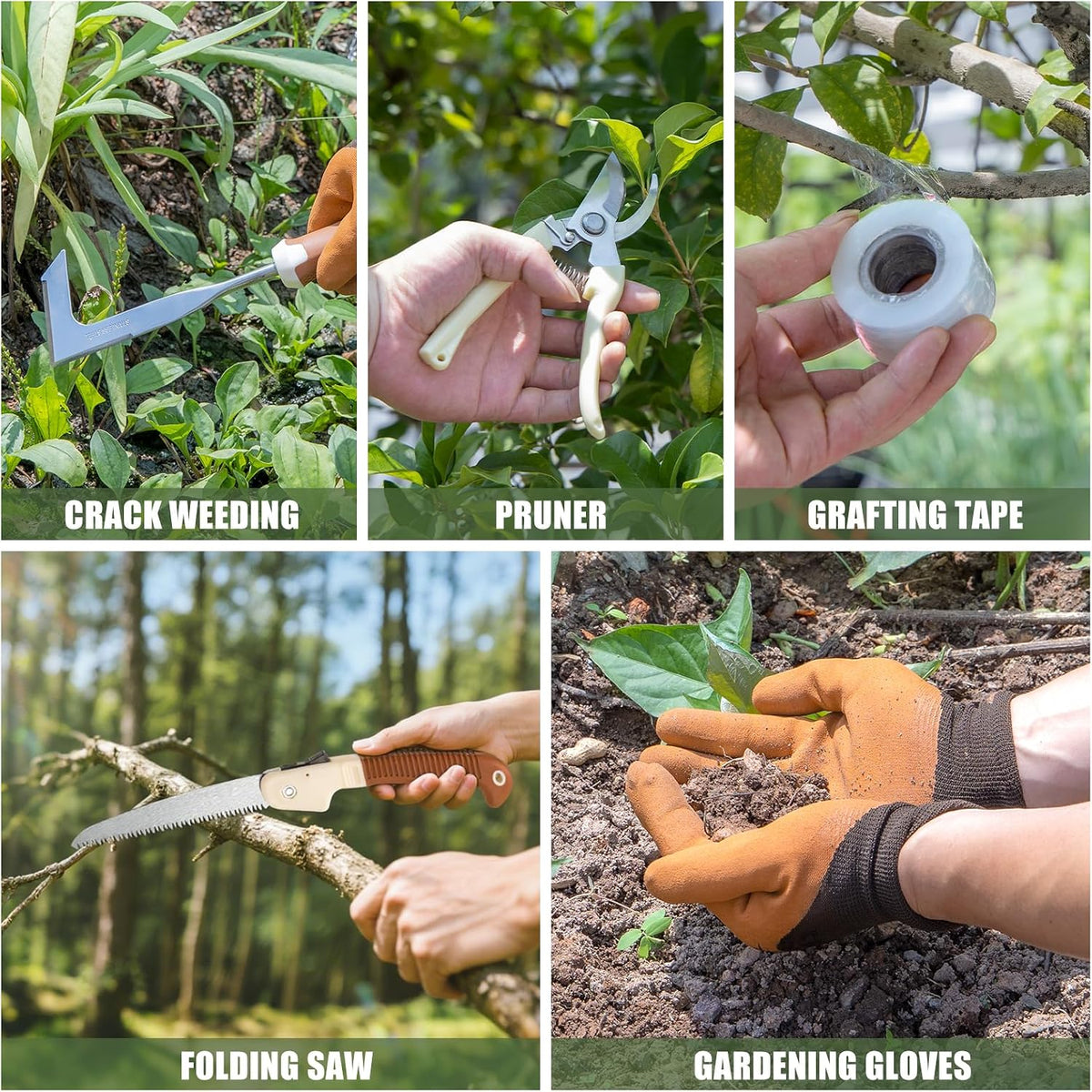 Garden Tool Set, 12 Pcs Heavy Duty Floral Gardening Tools Kit with Gardening Hand Weeder Tools, Durable Storage Bag and Gardening Gloves, Gardening Gifts for Women and Men Brown