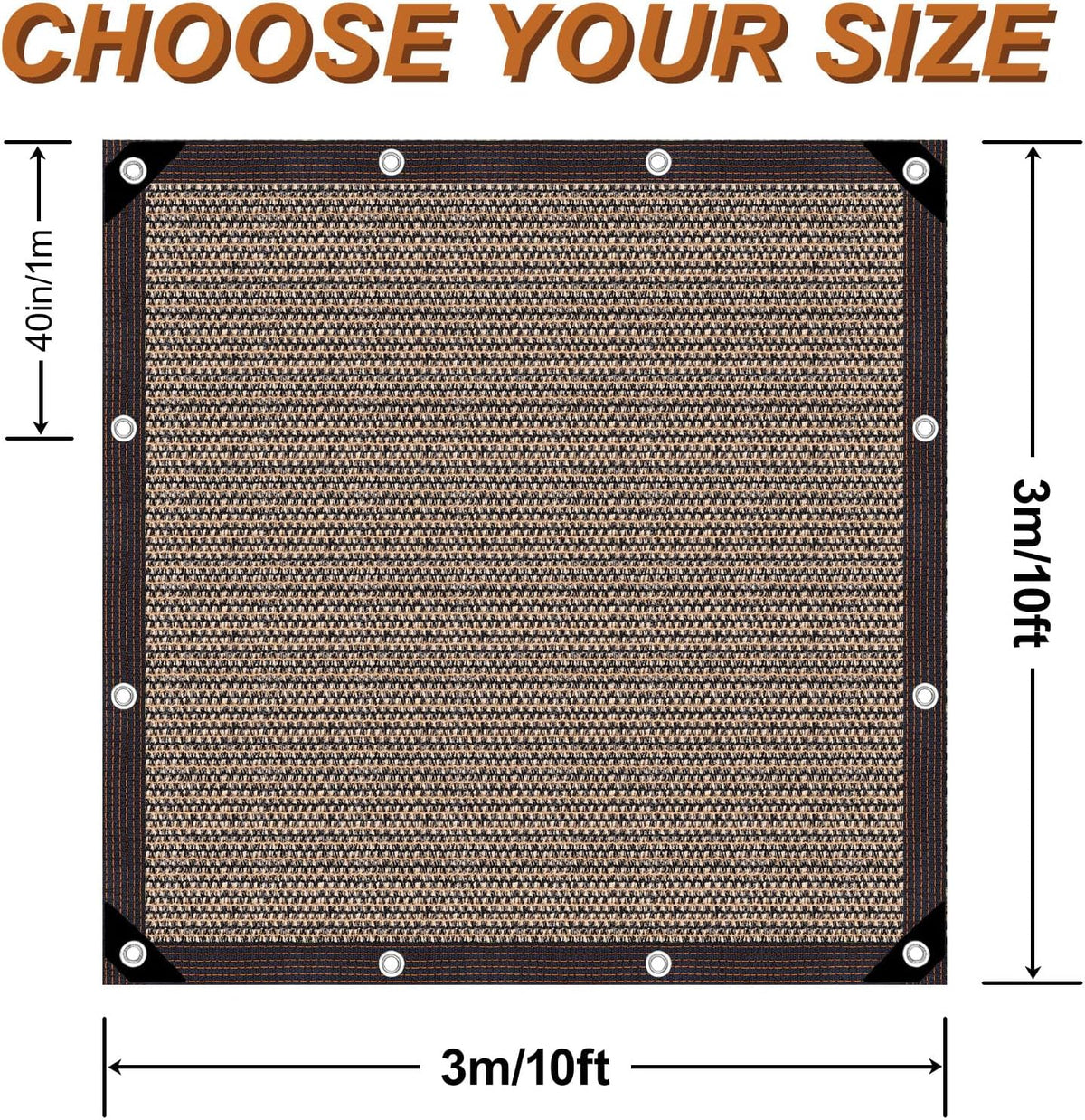 Garden Shade Cloth 10x10ft UV 70% Sunblock Outdoor Sun Shade with Grommets Sun Shade Outdoor Cover Plant Covers Freeze Protection Shade Cloth for Chicken Coop Cover Brown10x10FT - Colors B