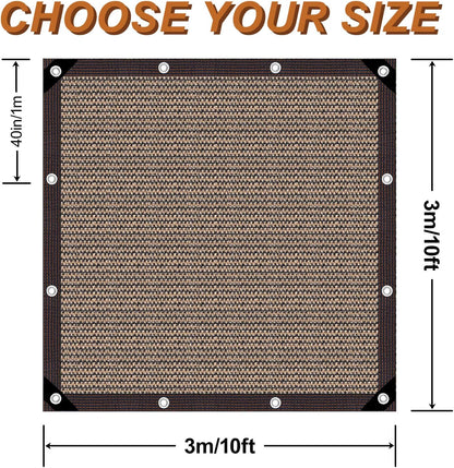 Garden Shade Cloth 10x10ft UV 70% Sunblock Outdoor Sun Shade with Grommets Sun Shade Outdoor Cover Plant Covers Freeze Protection Shade Cloth for Chicken Coop Cover Brown10x10FT - Colors B
