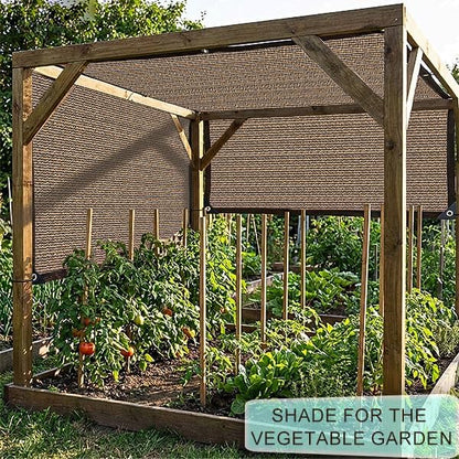 Garden Shade Cloth 10x10ft UV 70% Sunblock Outdoor Sun Shade with Grommets Sun Shade Outdoor Cover Plant Covers Freeze Protection Shade Cloth for Chicken Coop Cover Brown10x10FT - Colors B