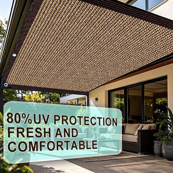 Garden Shade Cloth 10x10ft UV 70% Sunblock Outdoor Sun Shade with Grommets Sun Shade Outdoor Cover Plant Covers Freeze Protection Shade Cloth for Chicken Coop Cover Brown10x10FT - Colors B
