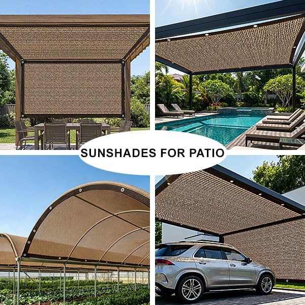 Garden Shade Cloth 10x10ft UV 70% Sunblock Outdoor Sun Shade with Grommets Sun Shade Outdoor Cover Plant Covers Freeze Protection Shade Cloth for Chicken Coop Cover Brown10x10FT - Colors B