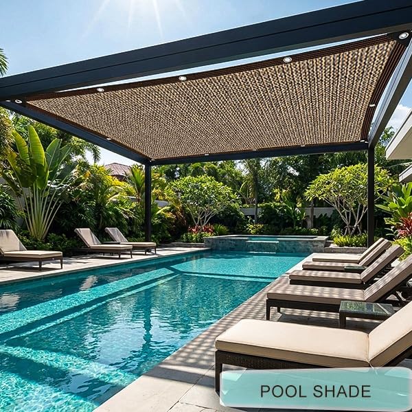 Garden Shade Cloth 10x10ft UV 70% Sunblock Outdoor Sun Shade with Grommets Sun Shade Outdoor Cover Plant Covers Freeze Protection Shade Cloth for Chicken Coop Cover Brown10x10FT - Colors B