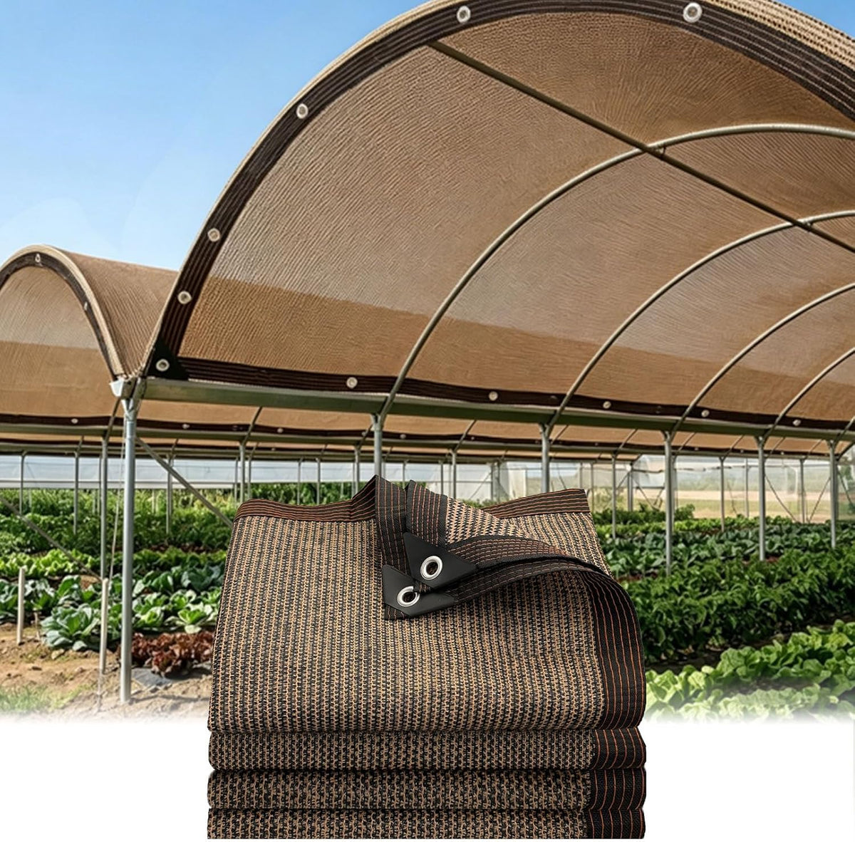 Garden Shade Cloth 10x10ft UV 70% Sunblock Outdoor Sun Shade with Grommets Sun Shade Outdoor Cover Plant Covers Freeze Protection Shade Cloth for Chicken Coop Cover Brown10x10FT - Colors B