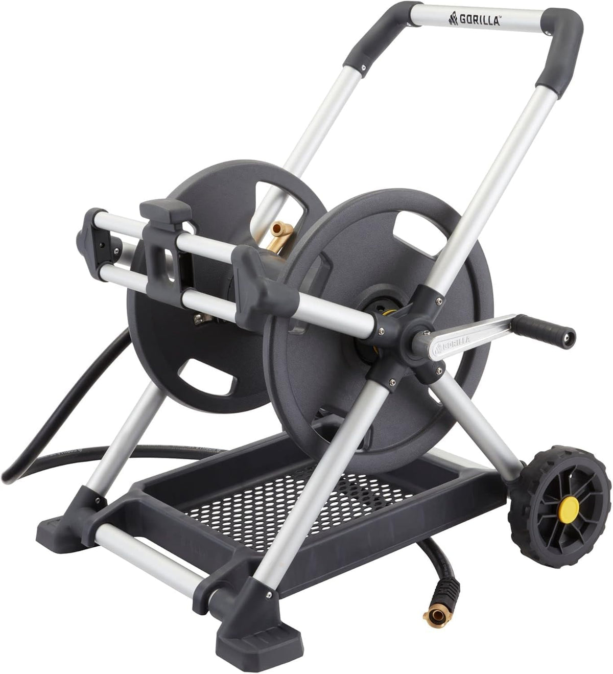 Gorilla Mobile Aluminum Garden Hose Reel, 225 Ft, Zero-Rust, No-Leak Brass