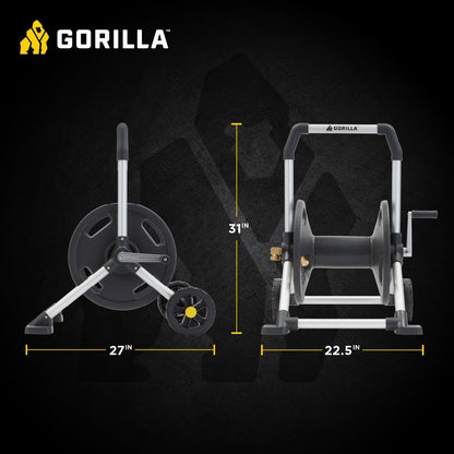 Gorilla Mobile Aluminum Garden Hose Reel, 225 Ft, Zero-Rust, No-Leak Brass