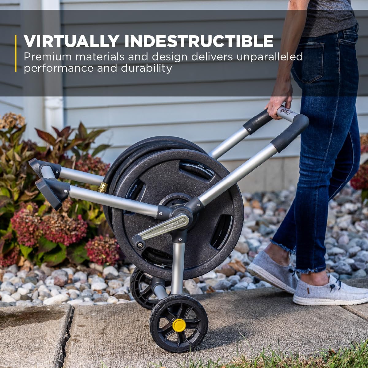 Gorilla Mobile Aluminum Garden Hose Reel, 225 Ft, Zero-Rust, No-Leak Brass