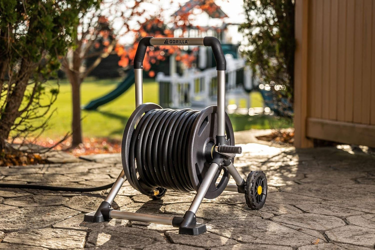 Gorilla Mobile Aluminum Garden Hose Reel, 225 Ft, Zero-Rust, No-Leak Brass