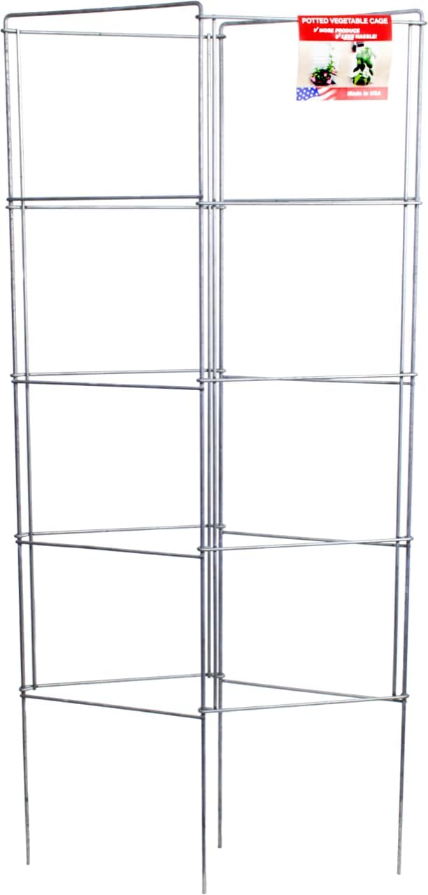 Cedar Ridge Square Foldable Tomato Cages - Made in USA Heavy Duty Plant Support for Vegetable Garden, Vegetables, and Flowers - Stakes and Trellis for Climbing Plants (13x56) 3-Pack