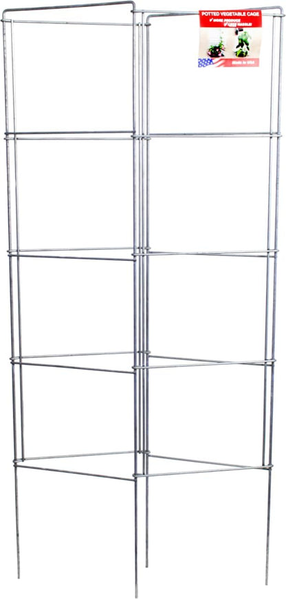 Cedar Ridge Square Foldable Tomato Cages - Made in USA Heavy Duty Plant Support for Vegetable Garden, Vegetables, and Flowers - Stakes and Trellis for Climbing Plants (13x56) 3-Pack