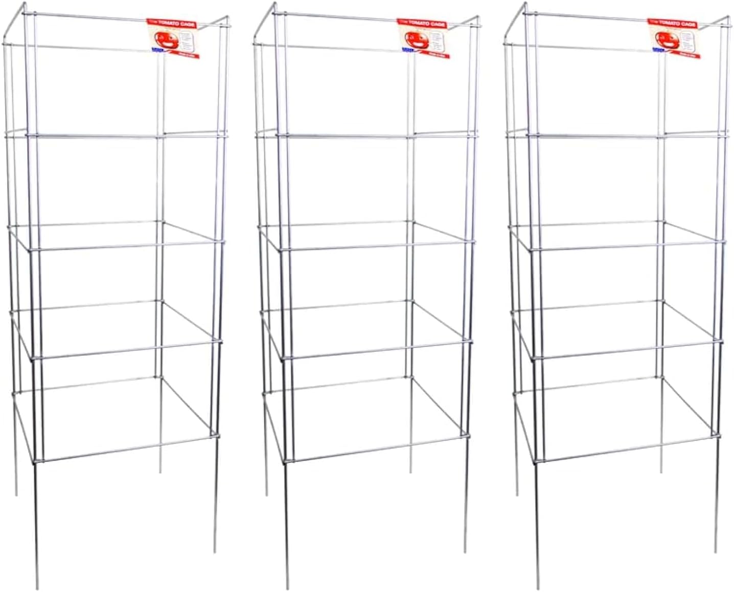 Cedar Ridge Square Foldable Tomato Cages - Made in USA Heavy Duty Plant Support for Vegetable Garden, Vegetables, and Flowers - Stakes and Trellis for Climbing Plants (13x56) 3-Pack