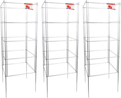 Cedar Ridge Square Foldable Tomato Cages - Made in USA Heavy Duty Plant Support for Vegetable Garden, Vegetables, and Flowers - Stakes and Trellis for Climbing Plants (13x56) 3-Pack