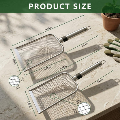 2 Pack Soil Sifter for Gardening, Stainless Steel Handle