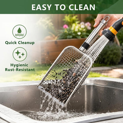 2 Pack Soil Sifter for Gardening, Stainless Steel Handle