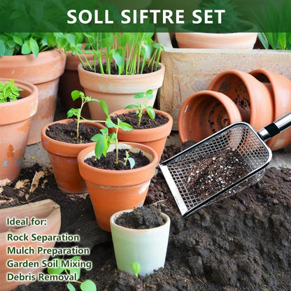 2 Pack Soil Sifter for Gardening, Stainless Steel Handle
