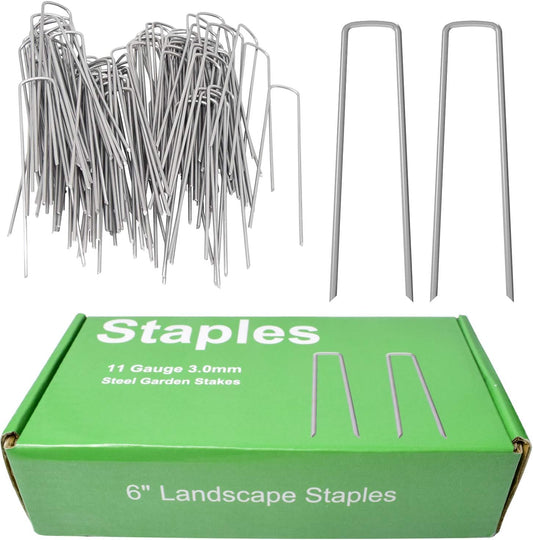 6" Galvanized Landscape Staples Garden Stakes Pins 24 Pack