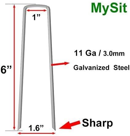 6" Galvanized Landscape Staples Garden Stakes Pins 24 Pack