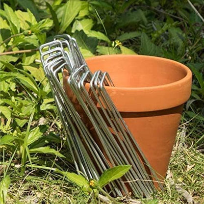 6" Galvanized Landscape Staples Garden Stakes Pins 24 Pack