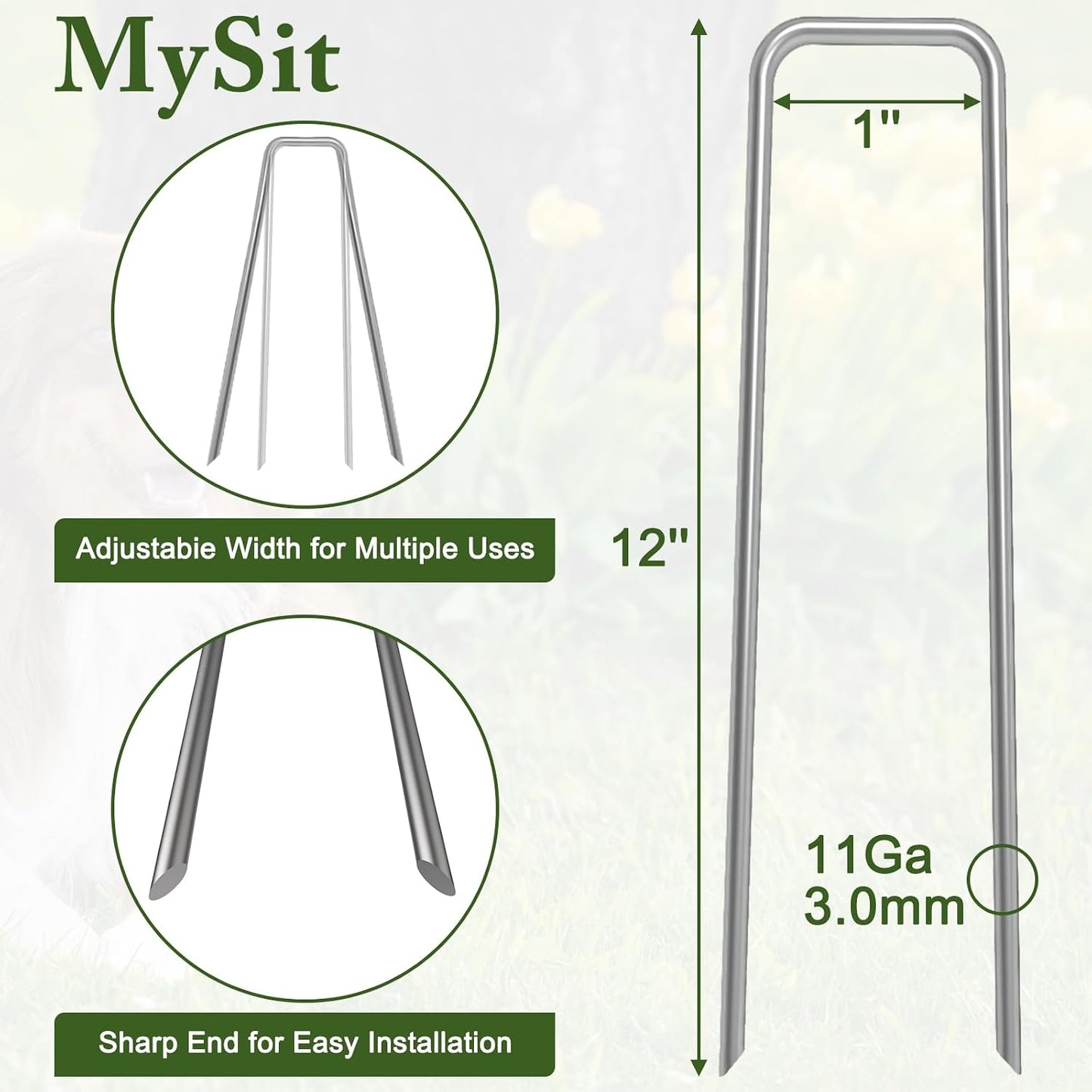 6" Galvanized Landscape Staples Garden Stakes Pins 24 Pack