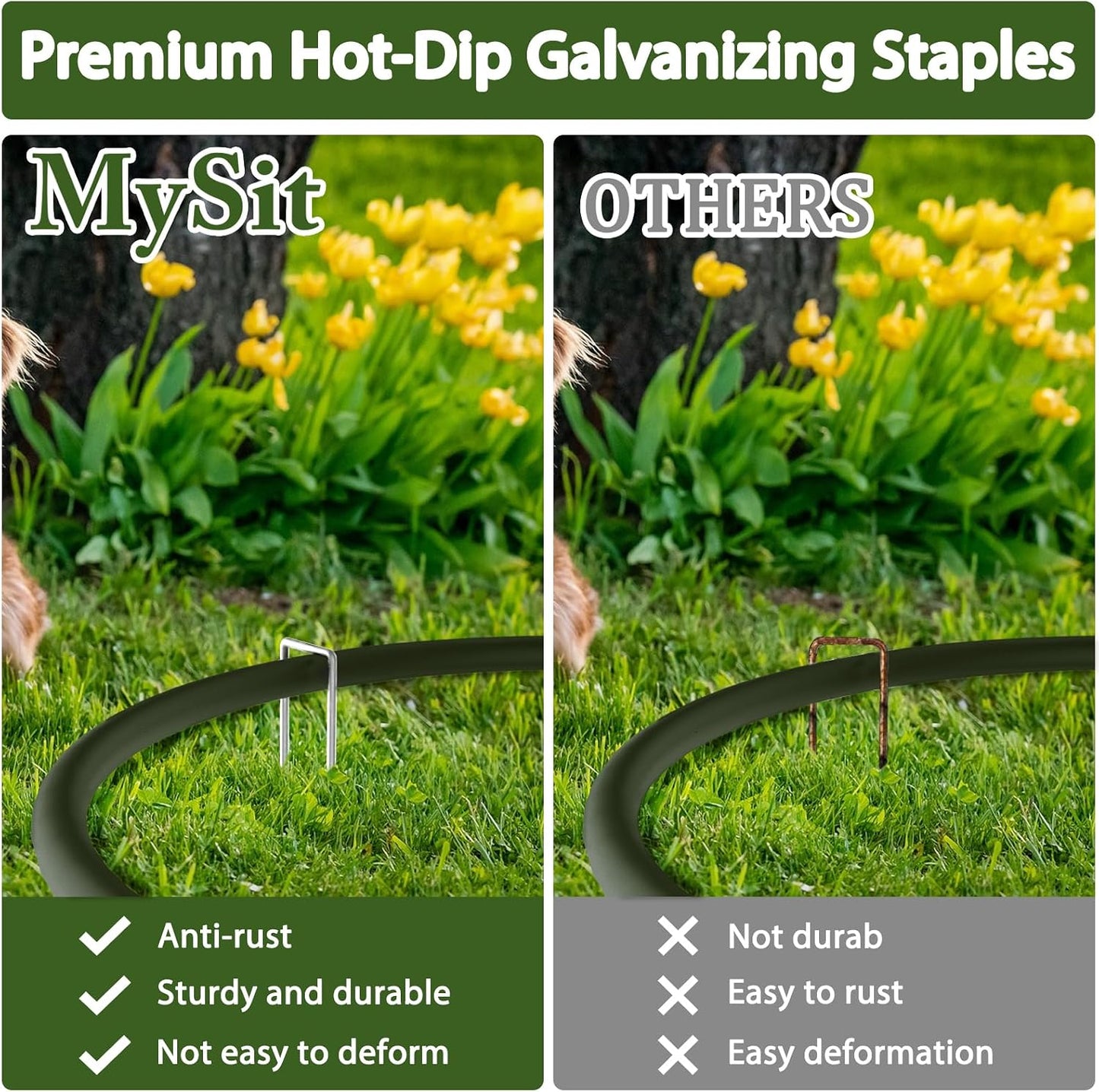 6" Galvanized Landscape Staples Garden Stakes Pins 24 Pack