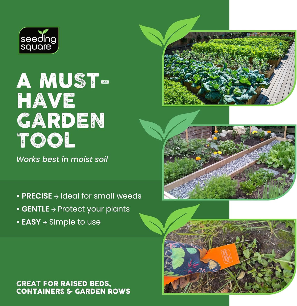 Handheld Weed Puller Tool for Vegetable Garden and Flower Bed Weeding Tools