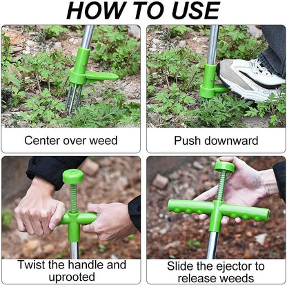 Stand Up Weed Puller Tool with Long Handle - 39" Garden Weeding Tool with 3 Claws - Detachable Weeder Hand Tool for Effortless Garden Weed Removal Without Bending or Kneeling