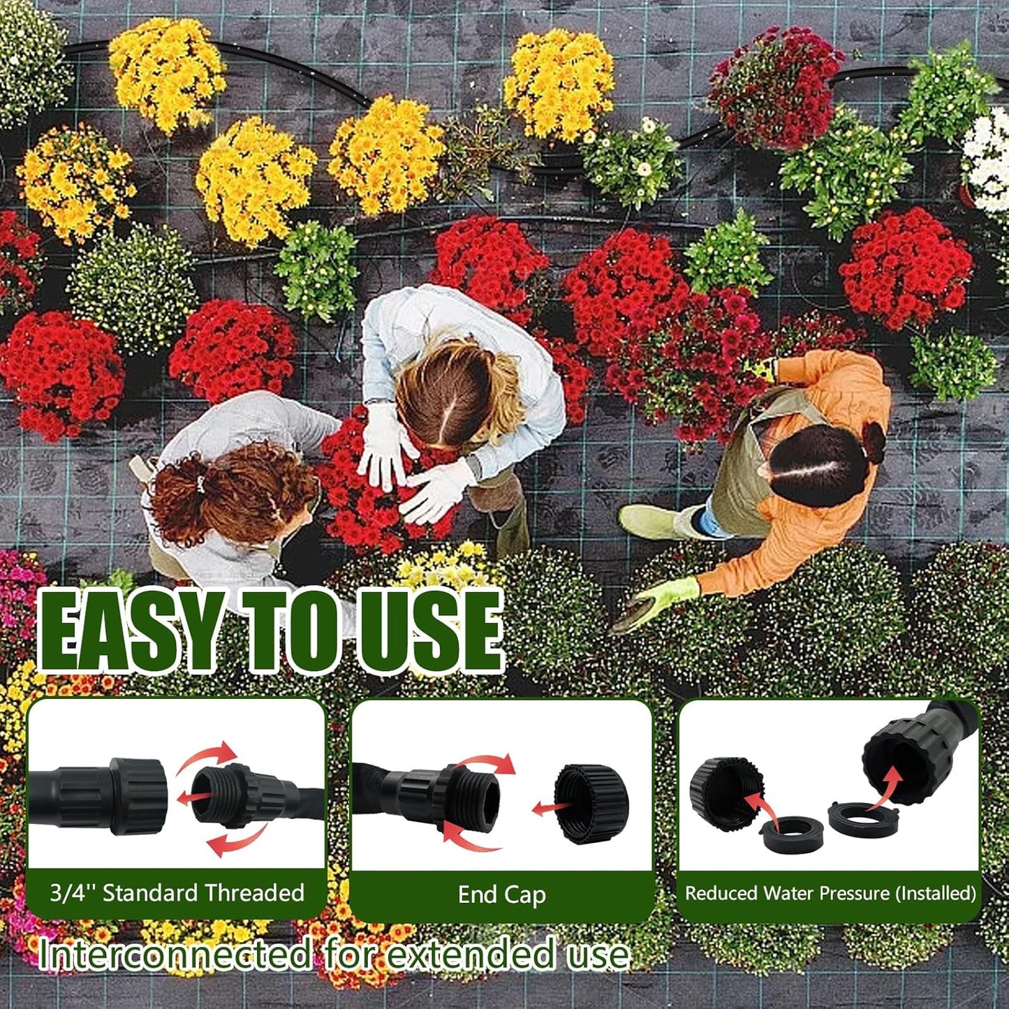 Flat Soaker Hose, Garden Hose with Heavy Duty Double Layer Design, Drip Irrigation Hose Saves 80% Water, Leak Proof Sprinkler Hose for Garden, Lawn, Vegetable plot (25FT)