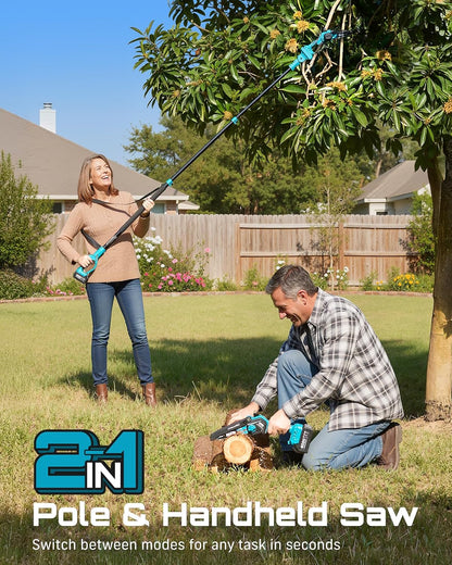 4-in-1 Electric Mini Chainsaw, Battery Hedge Trimmer & Pruner Combo