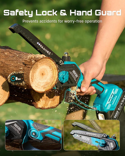 4-in-1 Electric Mini Chainsaw, Battery Hedge Trimmer & Pruner Combo