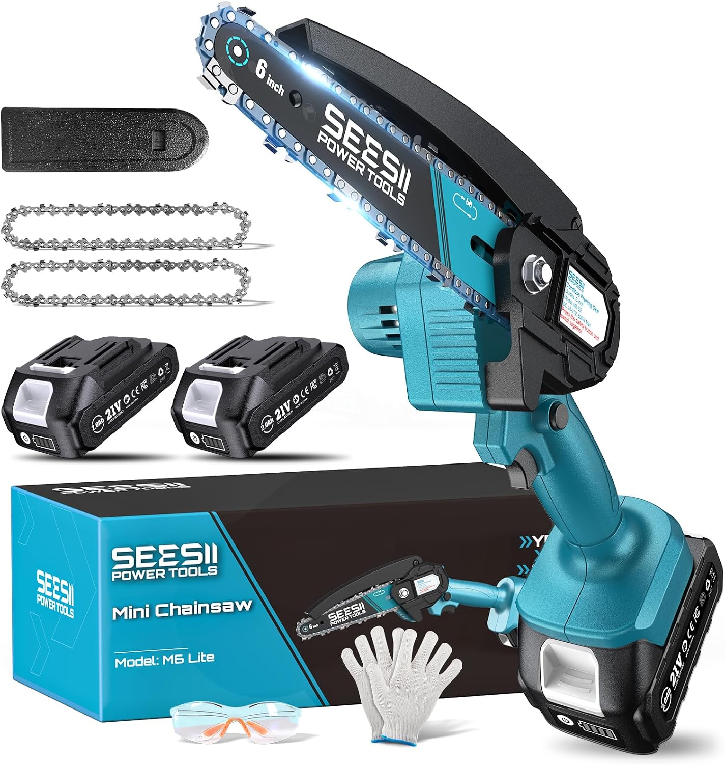 4-in-1 Electric Mini Chainsaw, Battery Hedge Trimmer & Pruner Combo