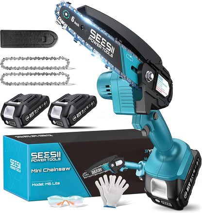 4-in-1 Electric Mini Chainsaw, Battery Hedge Trimmer & Pruner Combo
