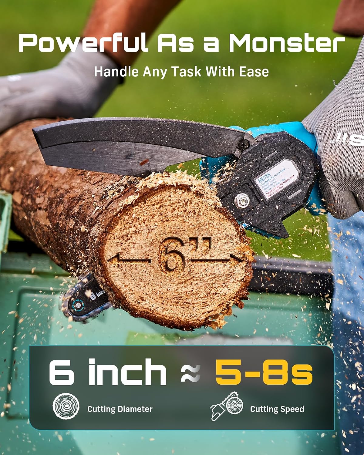 4-in-1 Electric Mini Chainsaw, Battery Hedge Trimmer & Pruner Combo