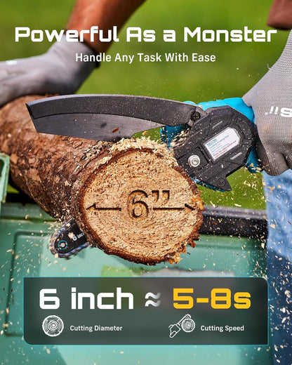 4-in-1 Electric Mini Chainsaw, Battery Hedge Trimmer & Pruner Combo