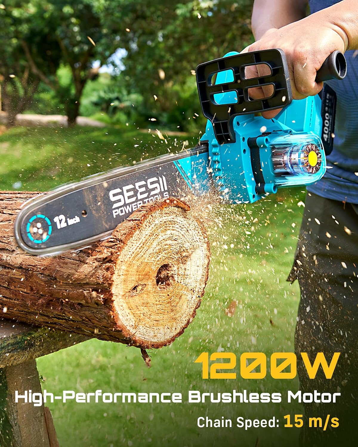 4-in-1 Electric Mini Chainsaw, Battery Hedge Trimmer & Pruner Combo