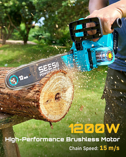 4-in-1 Electric Mini Chainsaw, Battery Hedge Trimmer & Pruner Combo